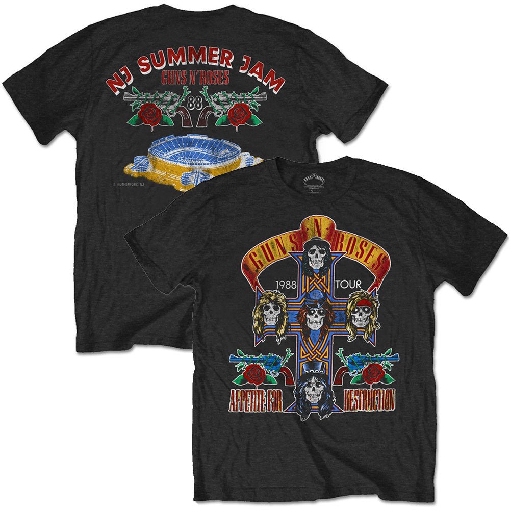 GUNS N ROSES ガンズアンドローゼズ (結成 40周年 ) - NJ SUMMER JAM 1988 (復刻ツアーTシリーズ) / バックプリントあり / Tシャツ / メンズ - PGS
